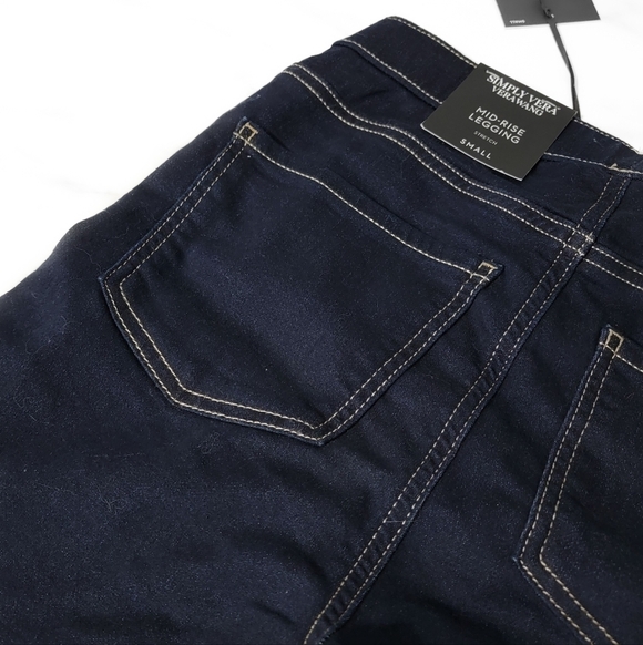 Simply Vera Vera Wang Women's Dark Blue Denim Leggings Size Small (4-6) - Picture 4 of 8